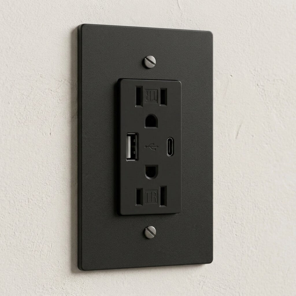 Solid Brass USB-A + USB-C Charging Outlet