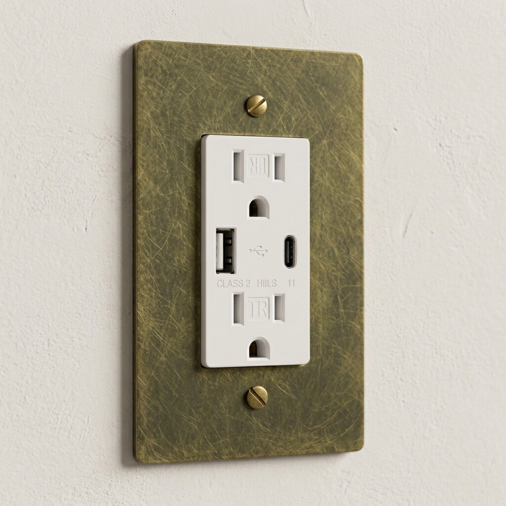 Solid Brass USB-A + USB-C Charging Outlet
