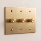 3-Gang Solid Brass Knurled Rotary Dimmer Light Switch