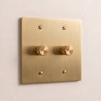 2-Gang Solid Brass Knurled Rotary Dimmer Light Switch