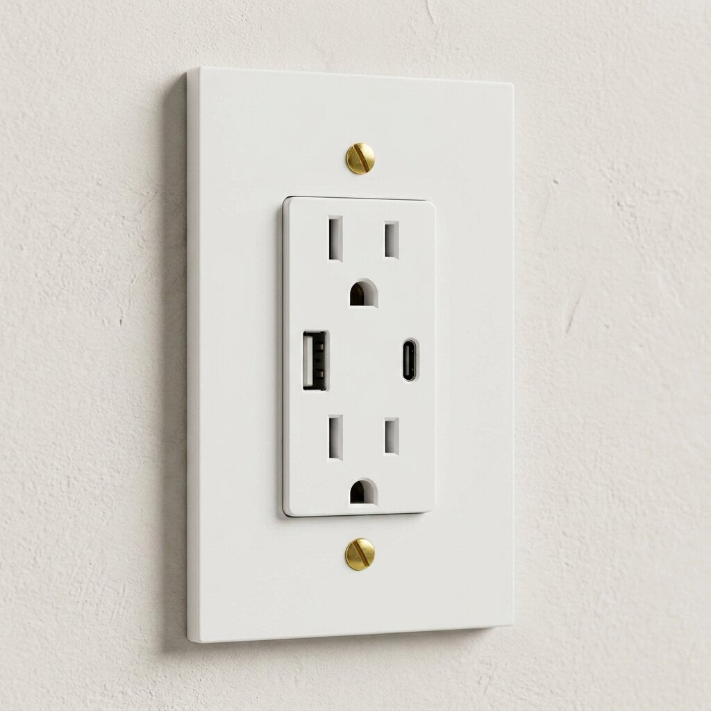 Solid Brass USB-A + USB-C Charging Outlet