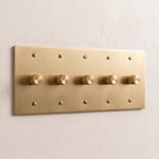 5-Gang Solid Brass Knurled Rotary Dimmer Light Switch
