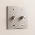 2-Gang Solid Brass Knurled Rotary Dimmer Light Switch