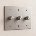 3-Gang Solid Brass Knurled Rotary Dimmer Light Switch