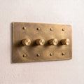 4-Gang Solid Brass Knurled Rotary Dimmer Light Switch