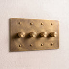 4-Gang Solid Brass Knurled Rotary Dimmer Light Switch