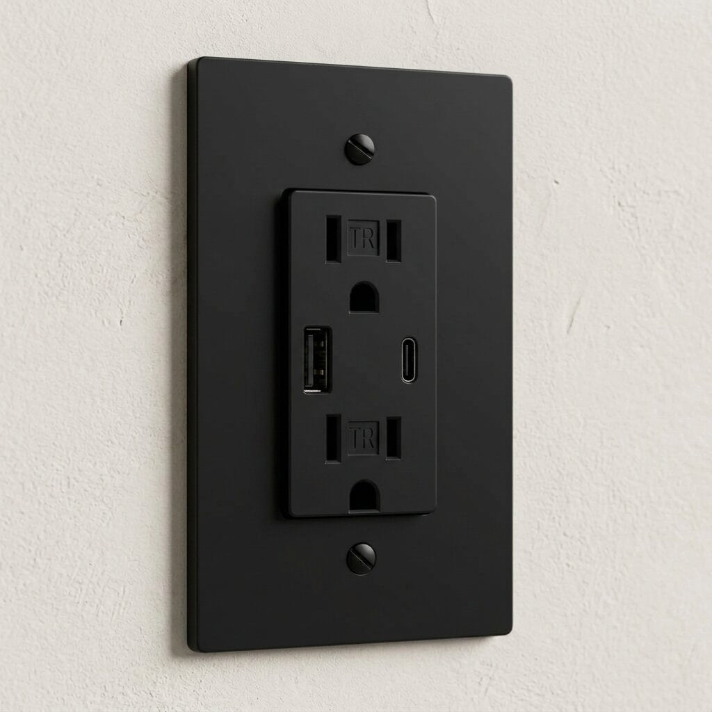 Solid Brass USB-A + USB-C Charging Outlet