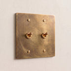 2-Gang Solid Brass Retro Toggle Light Switch