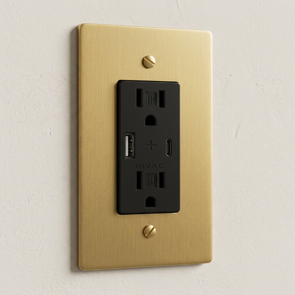 Solid Brass USB-A + USB-C Charging Outlet