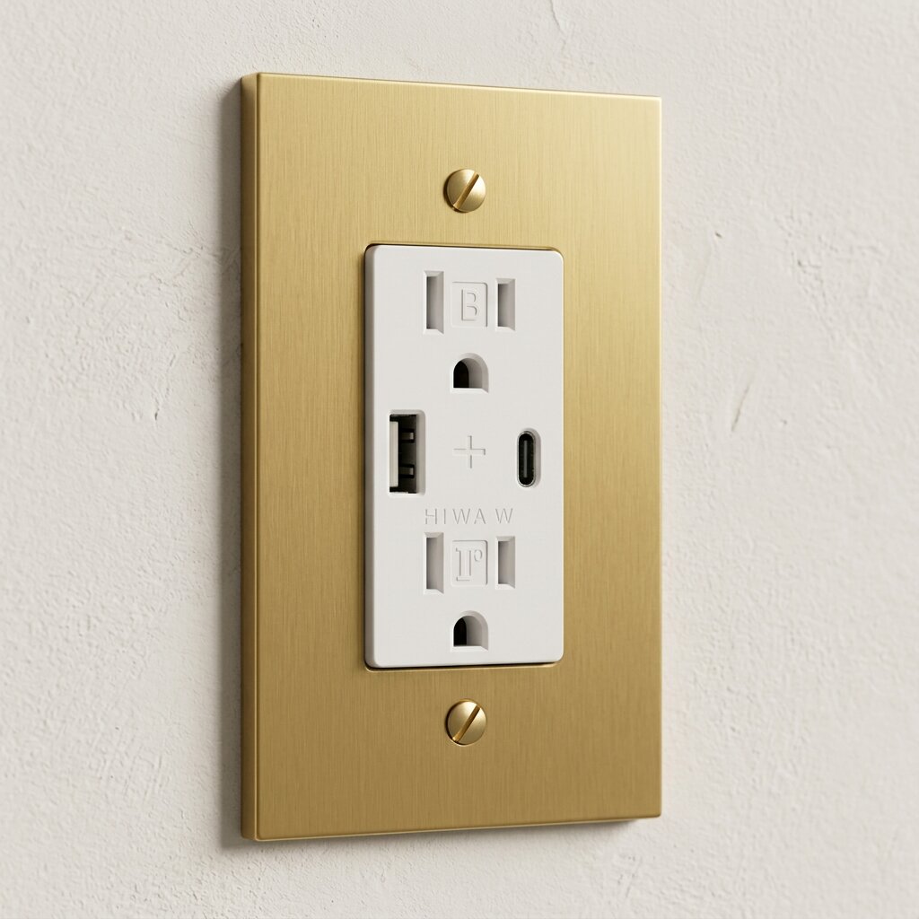 Solid Brass USB-A + USB-C Charging Outlet