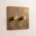 2-Gang Solid Brass Knurled Rotary Dimmer Light Switch