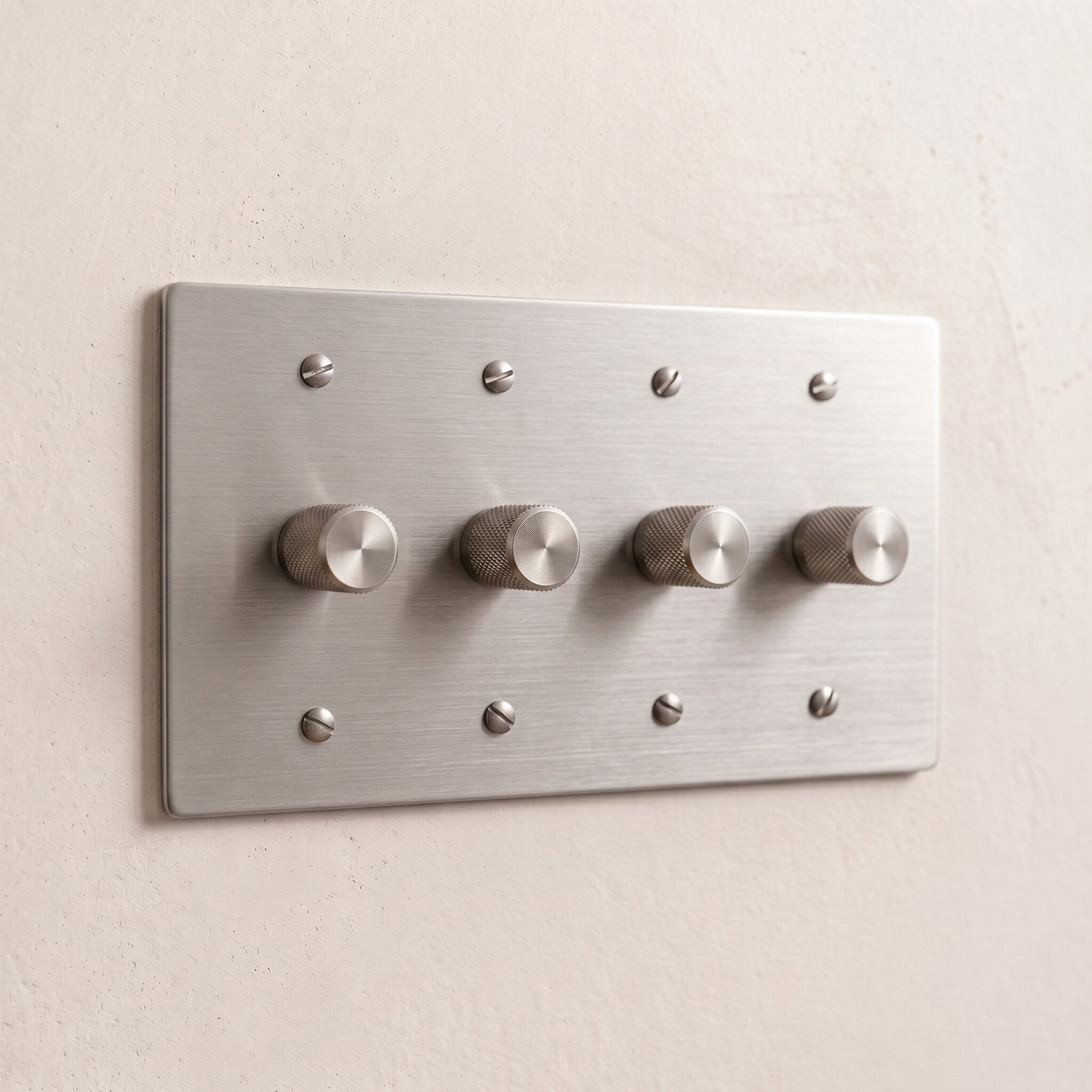 4-Gang Solid Brass Knurled Rotary Dimmer Light Switch