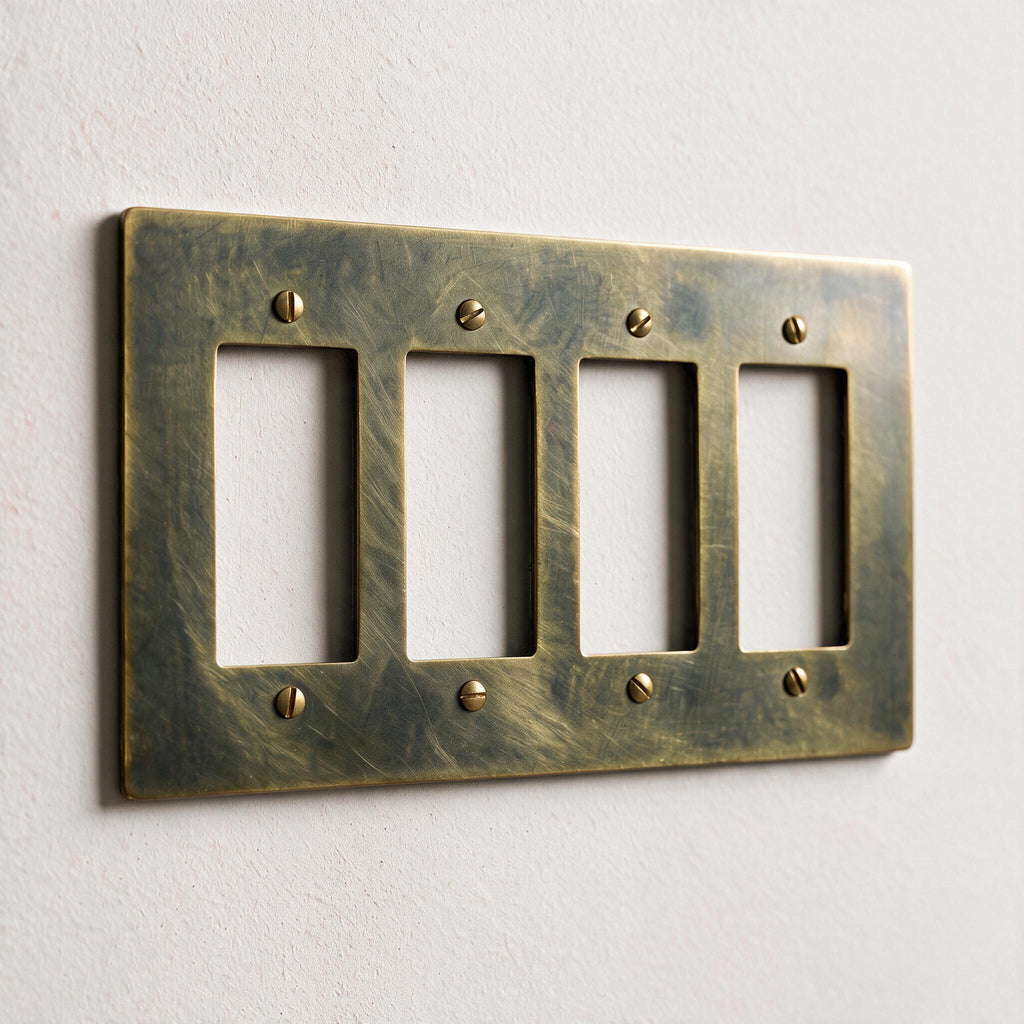 4-Gang Solid Brass Decorator Wall Plate / Outlet Cover (Decora/Rocker/GFCI)