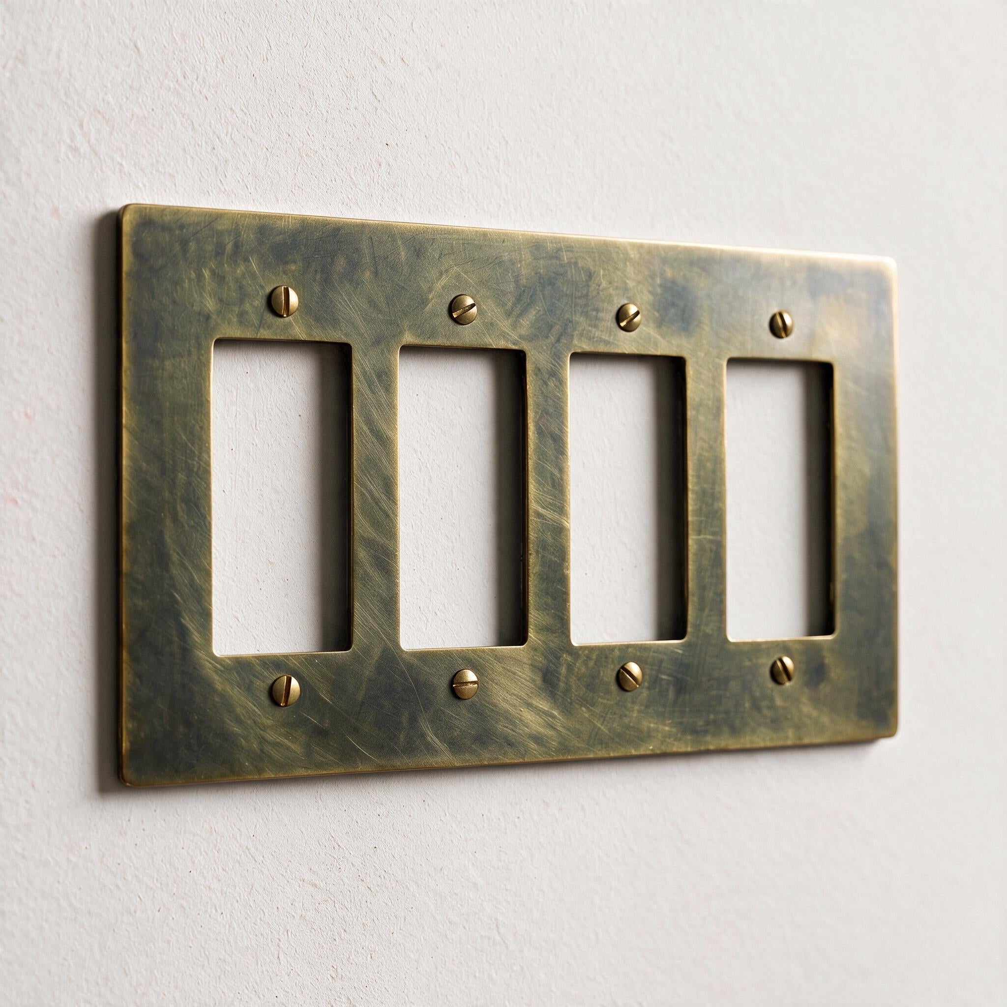 4-Gang Solid Brass Decorator Wall Plate / Outlet Cover (Decora/Rocker/GFCI)