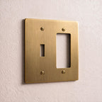 2-Gang Solid Brass Toggle + Outlet Wall Plate