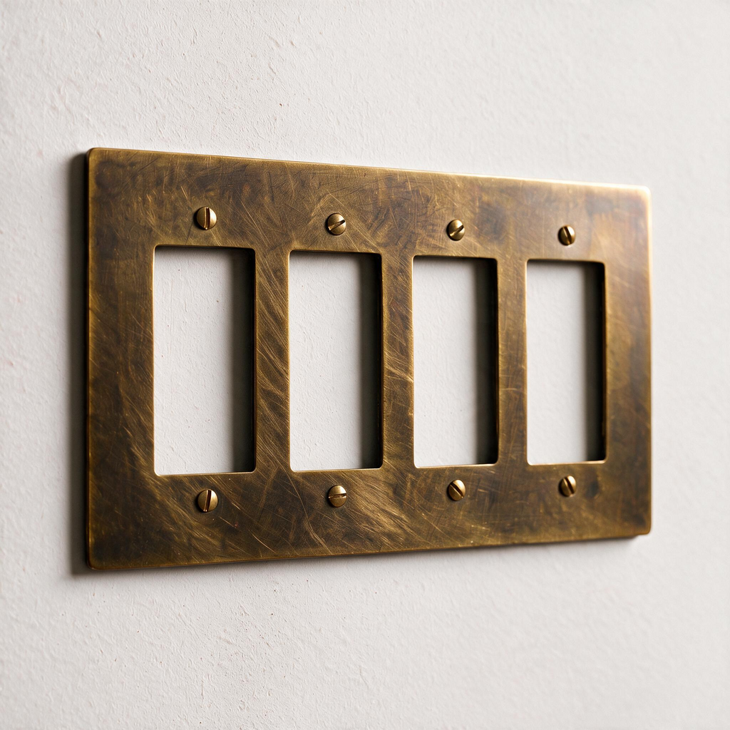 4-Gang Solid Brass Decorator Wall Plate / Outlet Cover (Decora/Rocker/GFCI)