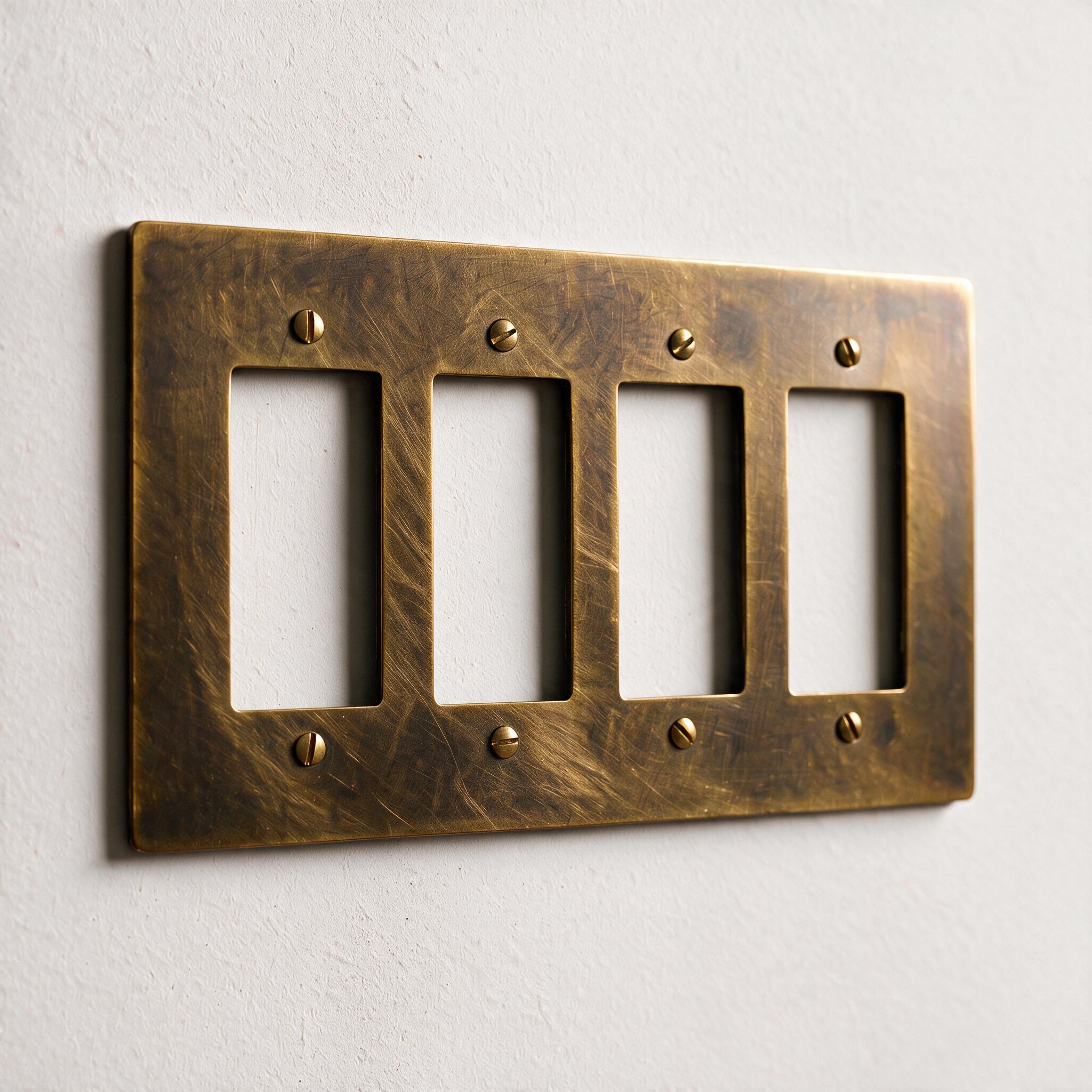 4-Gang Solid Brass Decorator Wall Plate / Outlet Cover (Decora/Rocker/GFCI)