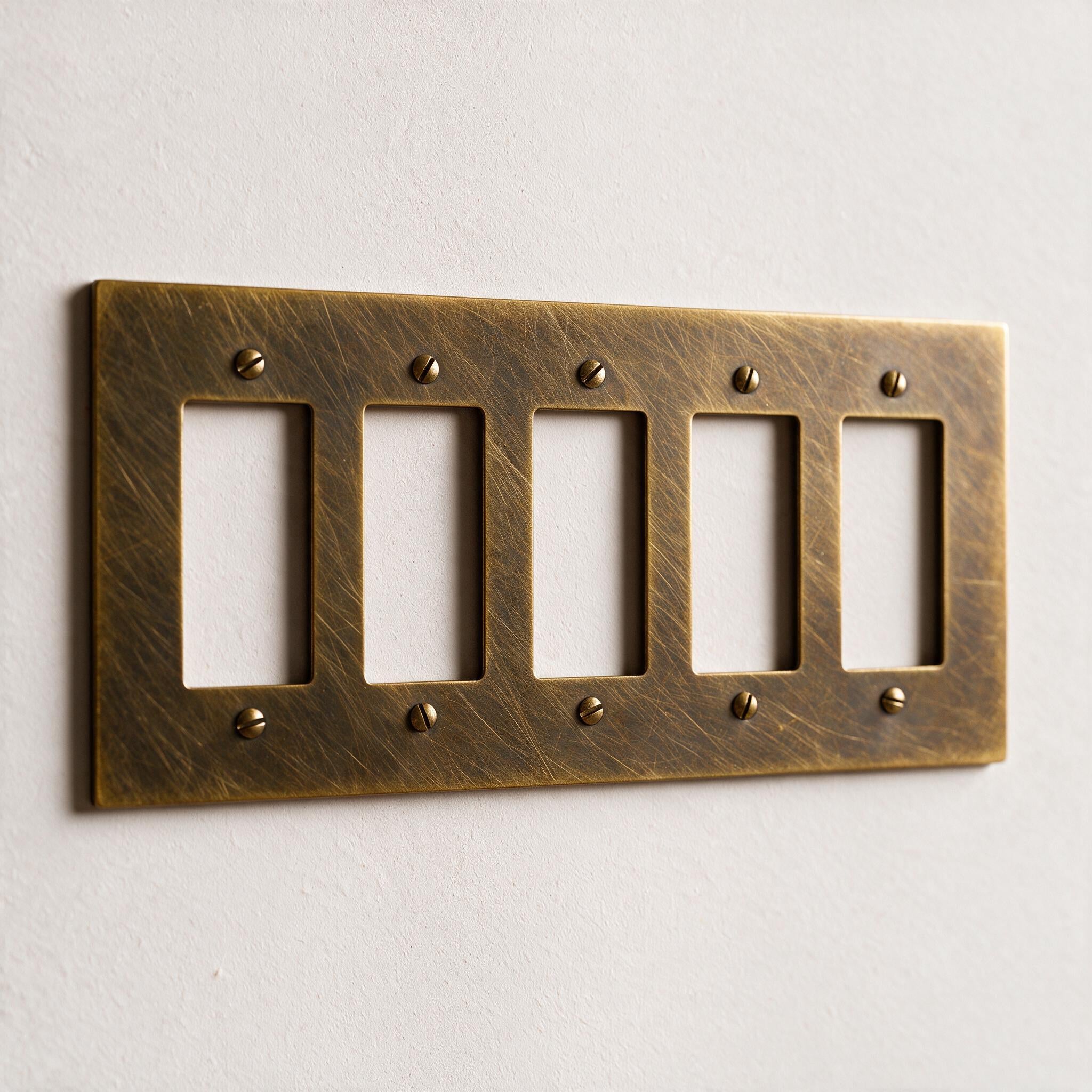 5-Gang Solid Brass Decorator Wall Plate / Outlet Cover (Decora/Rocker/GFCI)