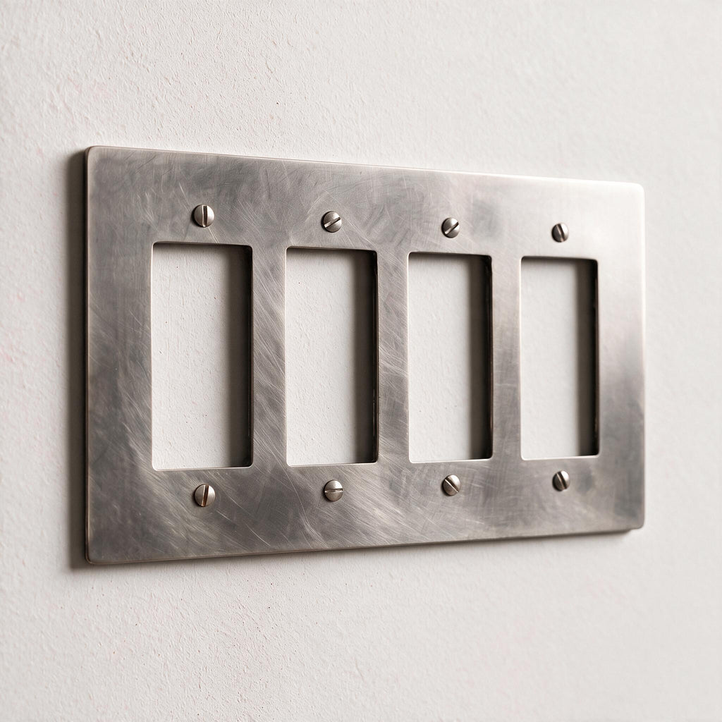 4-Gang Solid Brass Decorator Wall Plate / Outlet Cover (Decora/Rocker/GFCI)