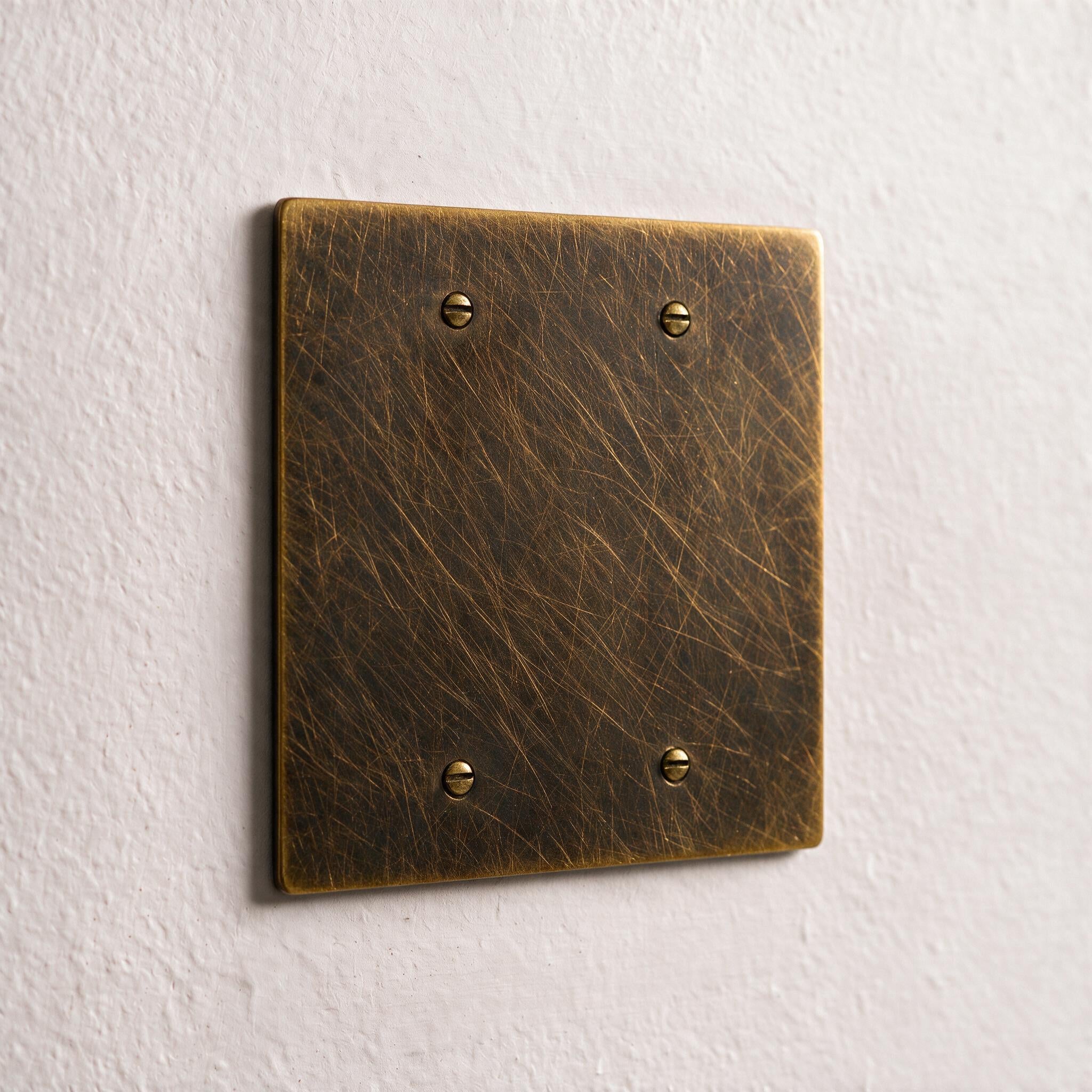 2-Gang Brass Blank Wall Plate