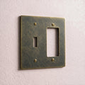 2-Gang Solid Brass Toggle + Outlet Wall Plate