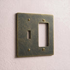 2-Gang Solid Brass Toggle + Outlet Wall Plate