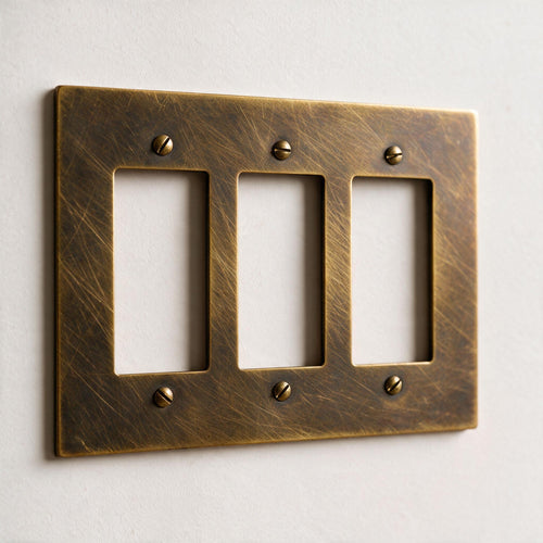 3-Gang Solid Brass Decorator Wall Plate (Decora / Rocker / GFCI)