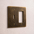 2-Gang Solid Brass Toggle + Outlet Wall Plate