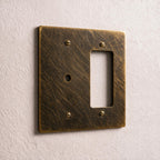 2-Gang Brass Dimmer + Outlet Wall Plate (Rotary + Decorator)
