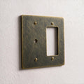 2-Gang Brass Dimmer + Outlet Wall Plate (Rotary + Decorator)