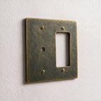 2-Gang Brass Dimmer + Outlet Wall Plate (Rotary + Decorator)