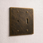 2-Gang Solid Brass Dimmer + Toggle Wall Plate