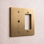 2-Gang Brass Dimmer + Outlet Wall Plate (Rotary + Decorator)
