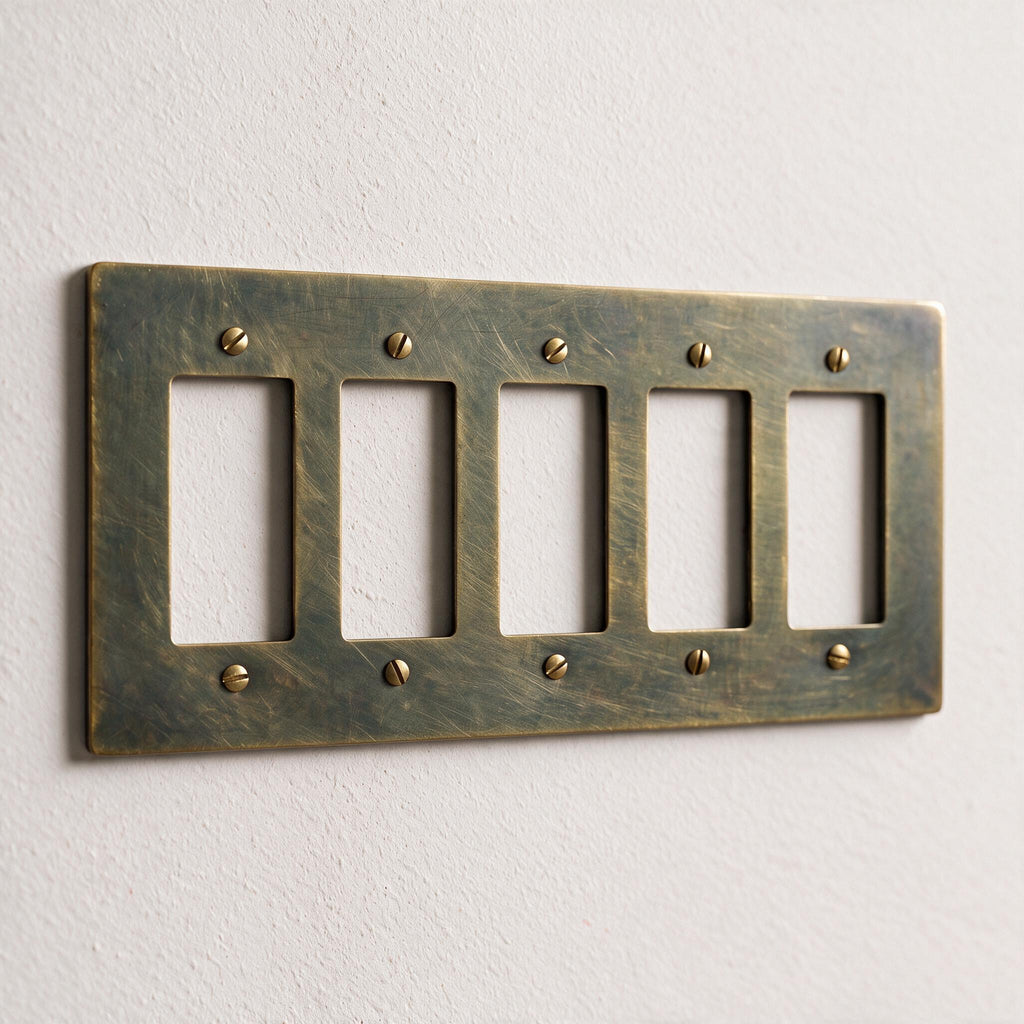 5-Gang Solid Brass Decorator Wall Plate / Outlet Cover (Decora/Rocker/GFCI)