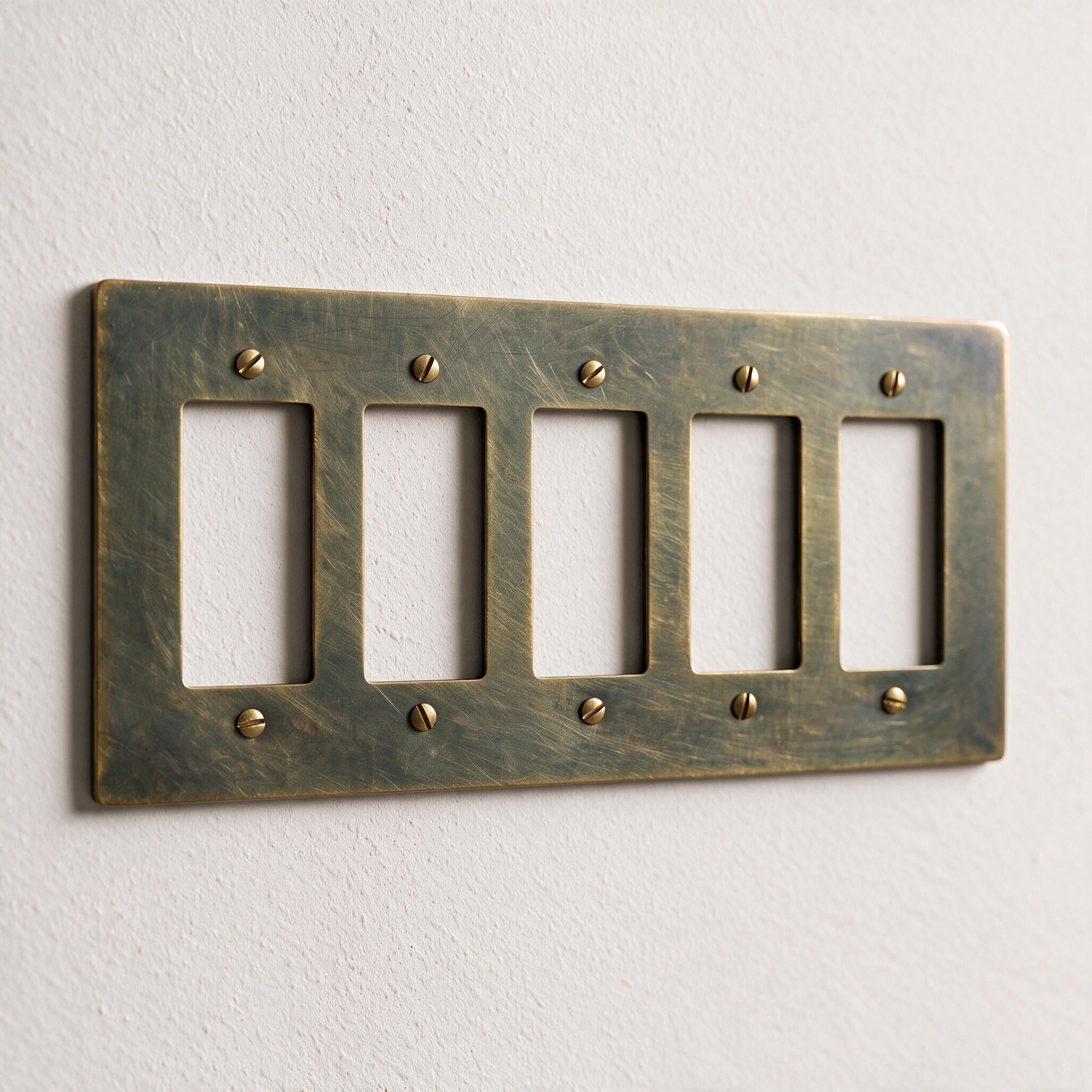 5-Gang Solid Brass Decorator Wall Plate / Outlet Cover (Decora/Rocker/GFCI)