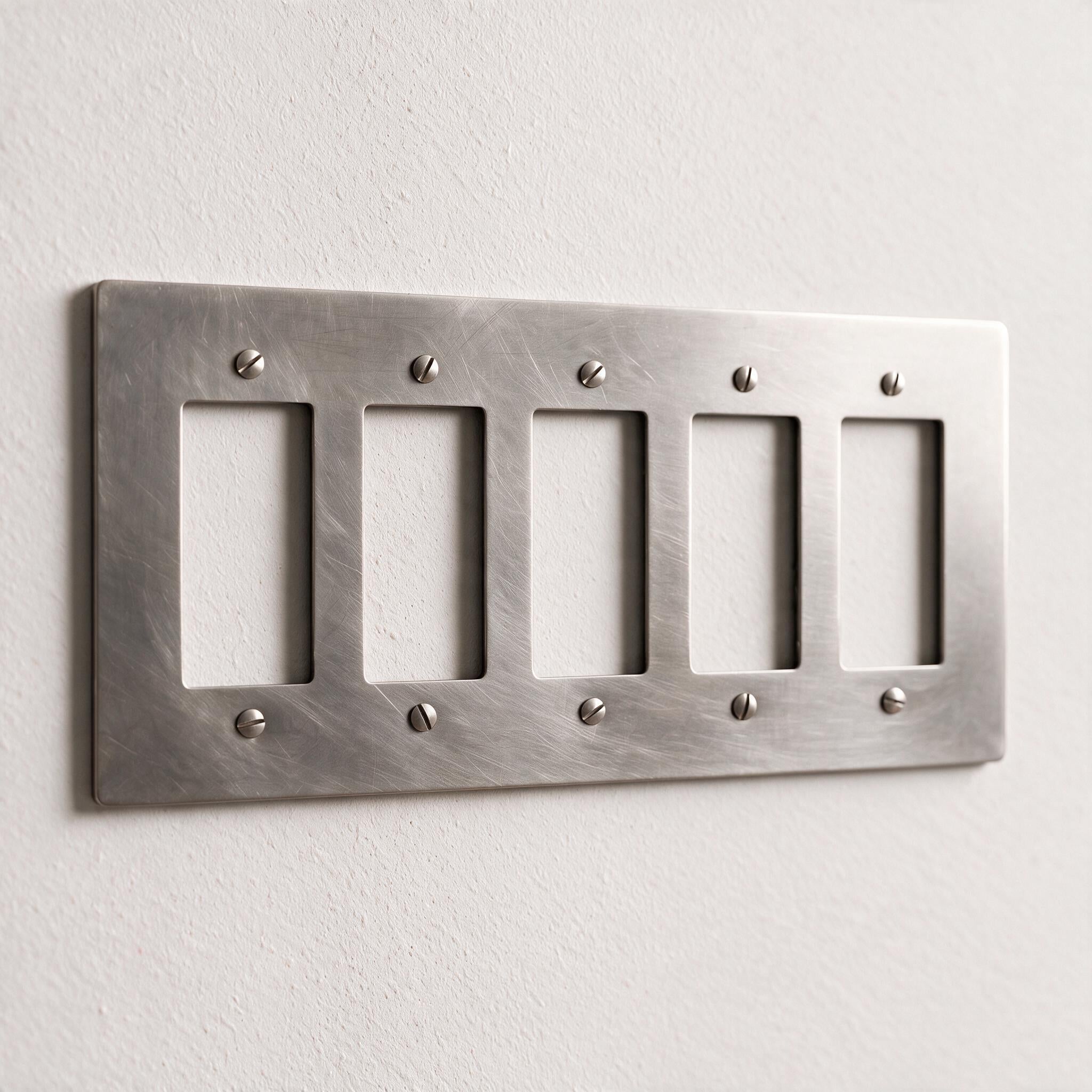 5-Gang Solid Brass Decorator Wall Plate / Outlet Cover (Decora/Rocker/GFCI)