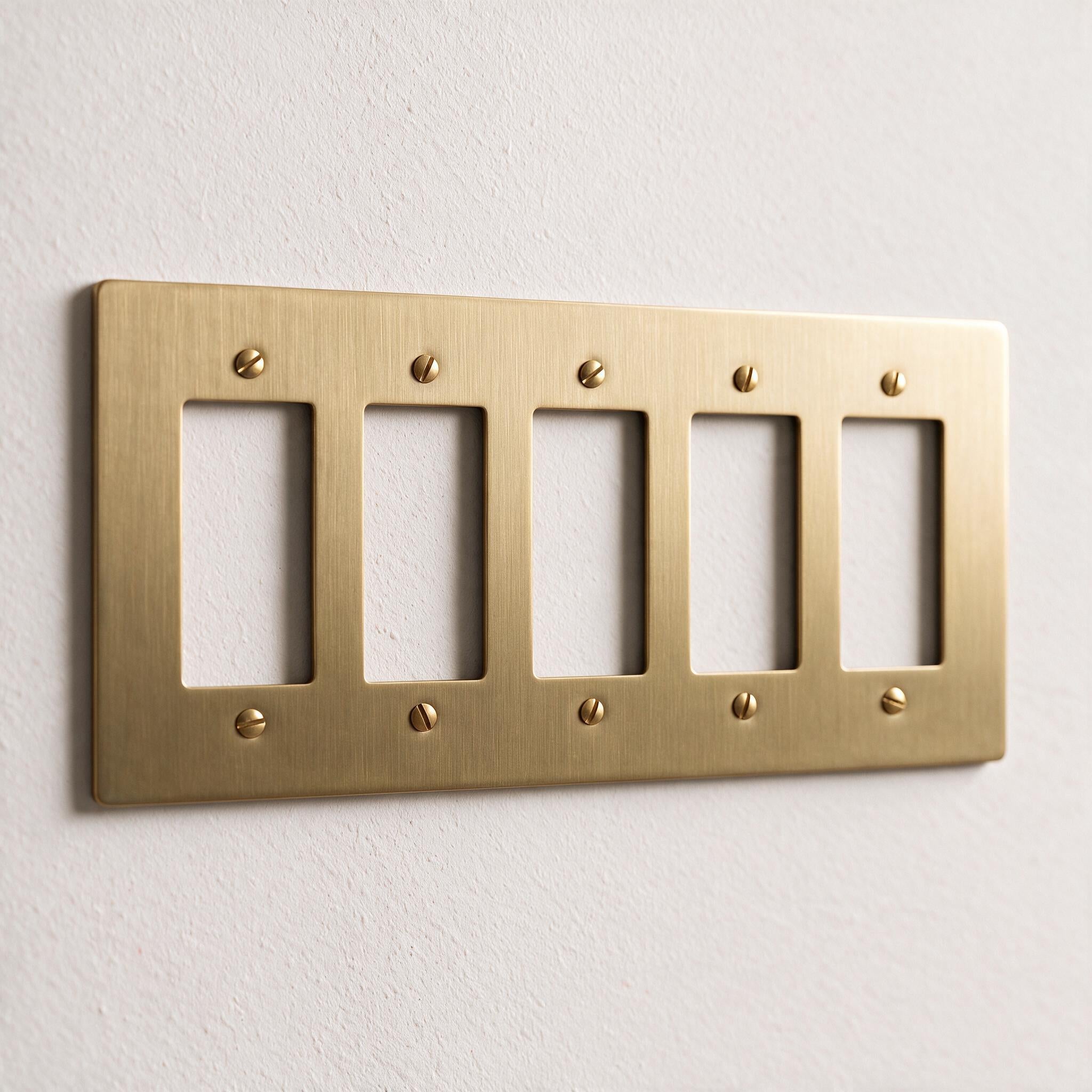 5-Gang Solid Brass Decorator Wall Plate / Outlet Cover (Decora/Rocker/GFCI)