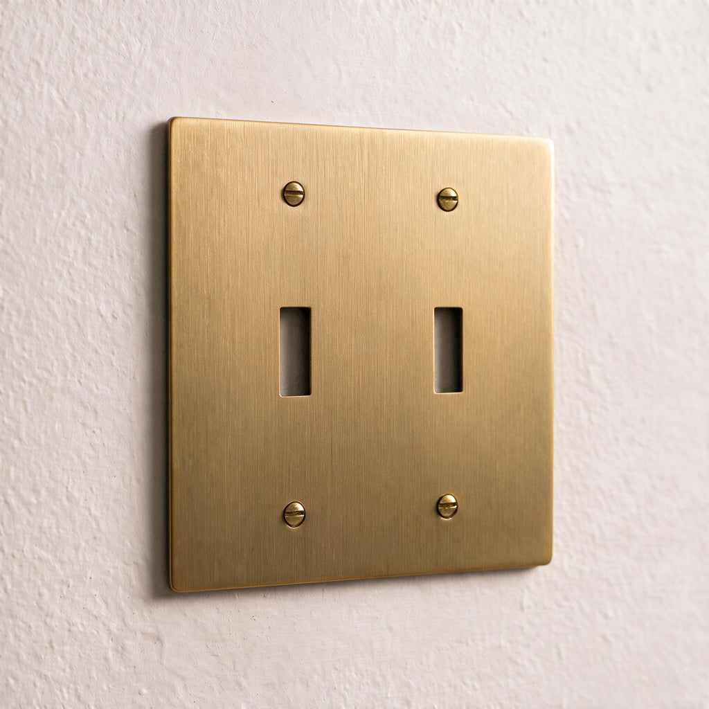 2-Gang Solid Brass Toggle Wall Plate