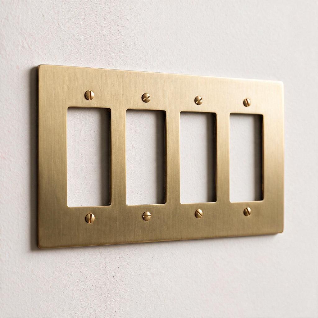 4-Gang Solid Brass Decorator Wall Plate / Outlet Cover (Decora/Rocker/GFCI)