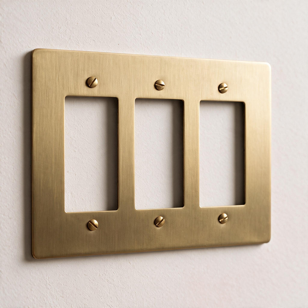 3-Gang Solid Brass Decorator Wall Plate (Decora / Rocker / GFCI)