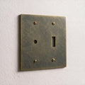 2-Gang Solid Brass Dimmer + Toggle Wall Plate