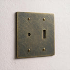 2-Gang Solid Brass Dimmer + Toggle Wall Plate