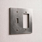 2-Gang Solid Brass Toggle + Outlet Wall Plate
