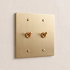 2-Gang Solid Brass Retro Toggle Light Switch