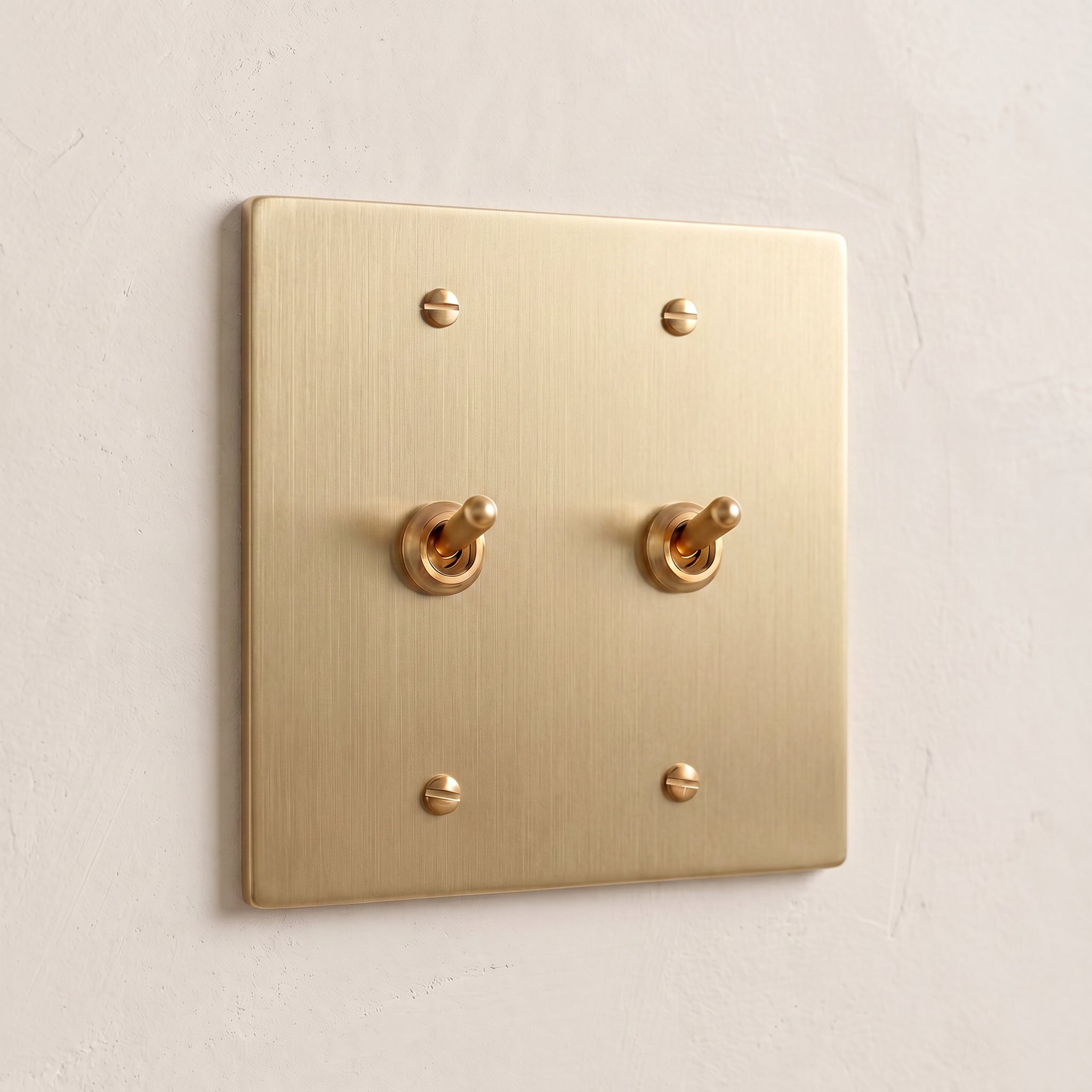 2-Gang Solid Brass Retro Toggle Light Switch