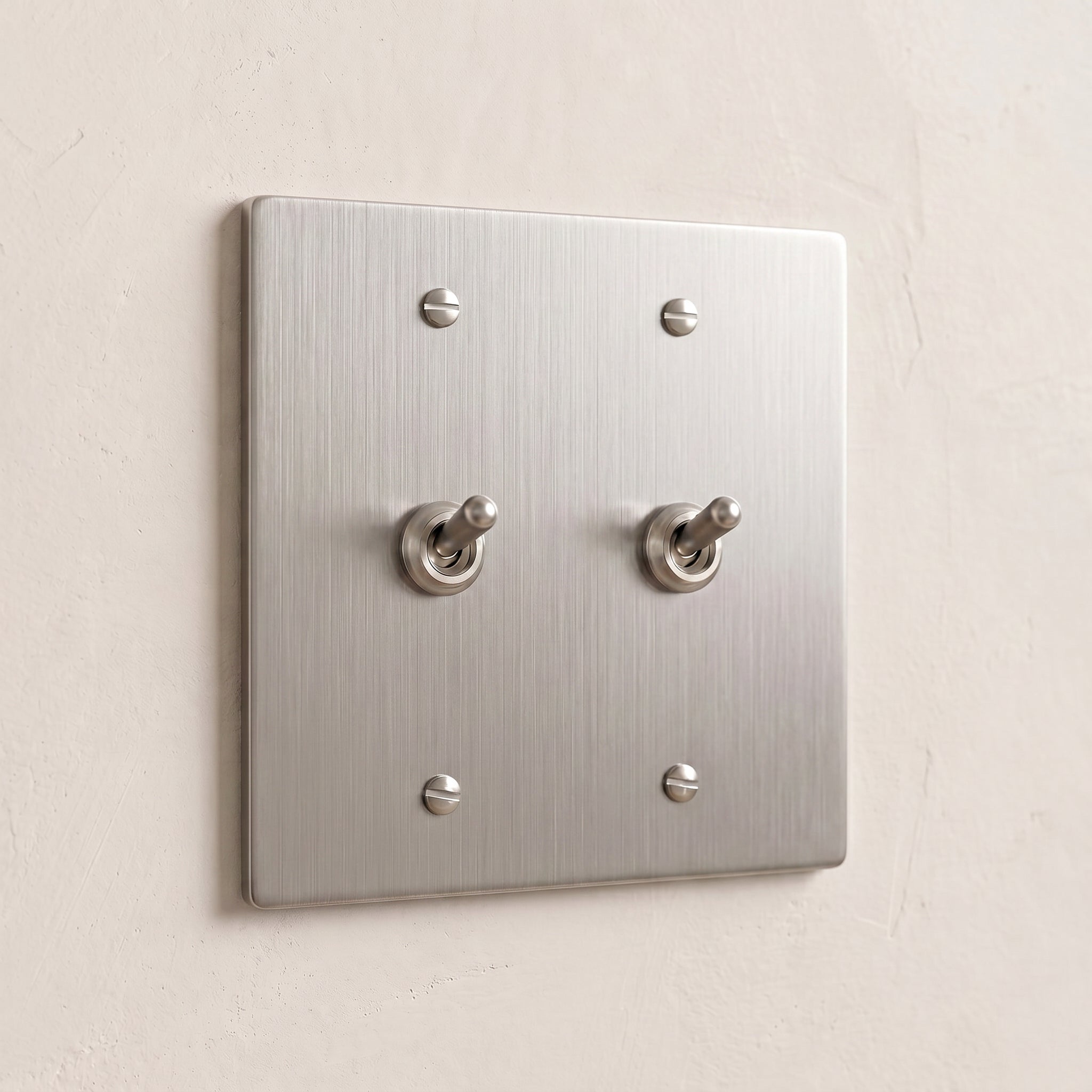 2-Gang Solid Brass Retro Toggle Light Switch