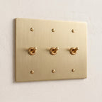 3-Gang Solid Brass Retro Toggle Light Switch