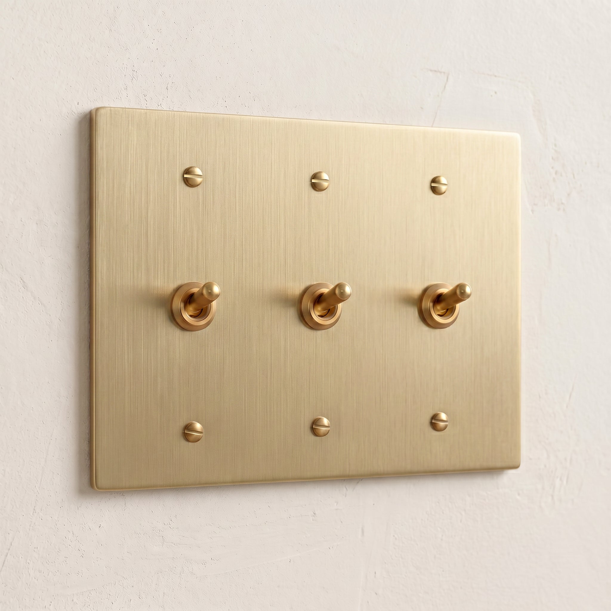 3-Gang Solid Brass Retro Toggle Light Switch