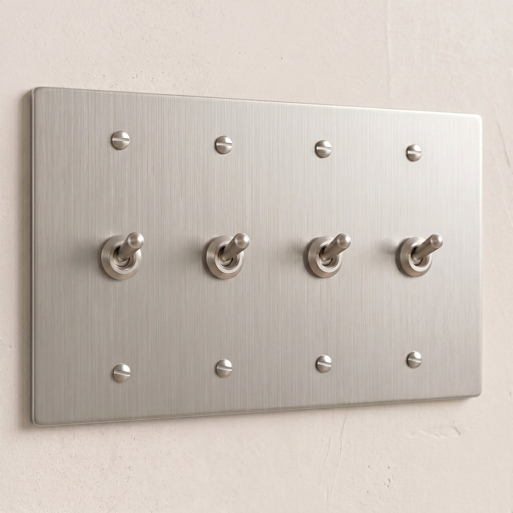 4-Gang Solid Brass Retro Toggle Light Switch