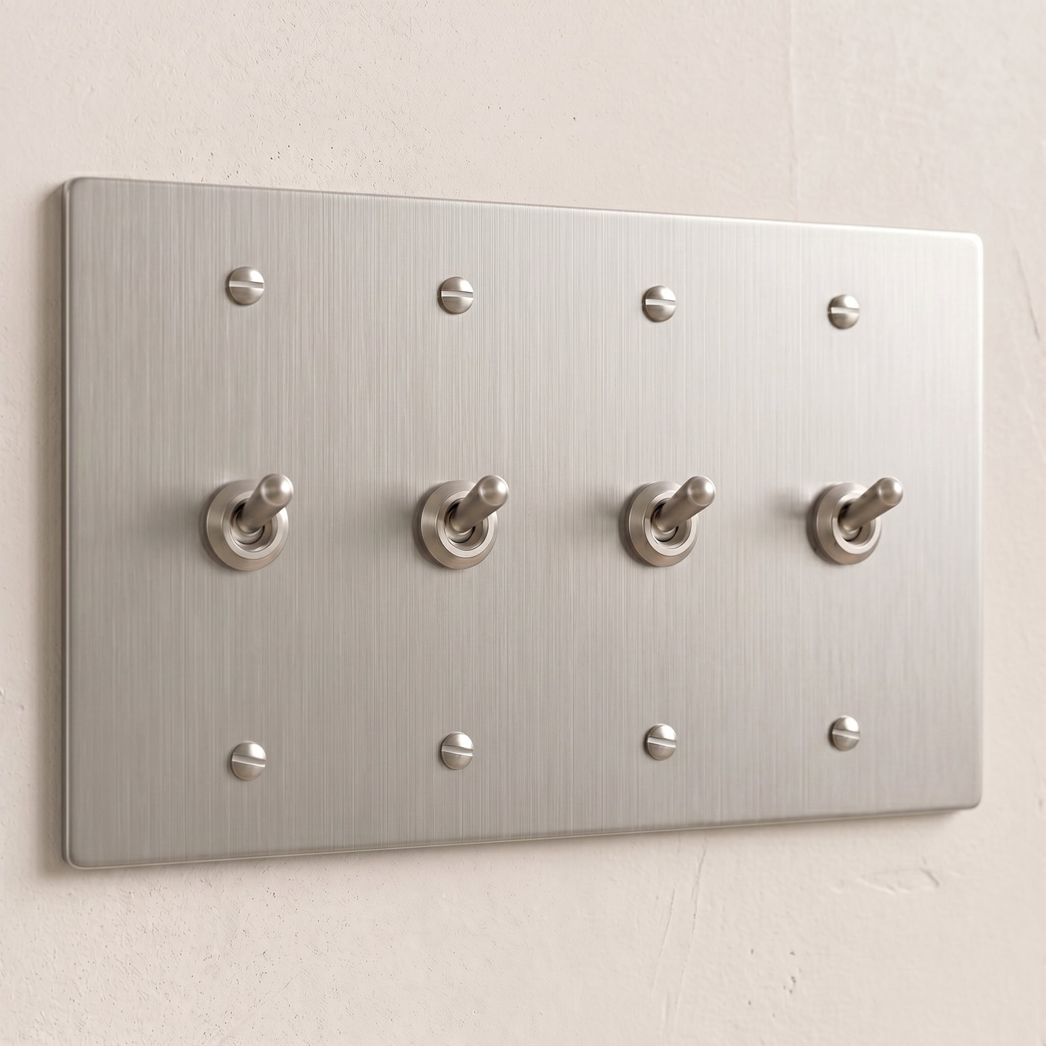 4-Gang Solid Brass Retro Toggle Light Switch